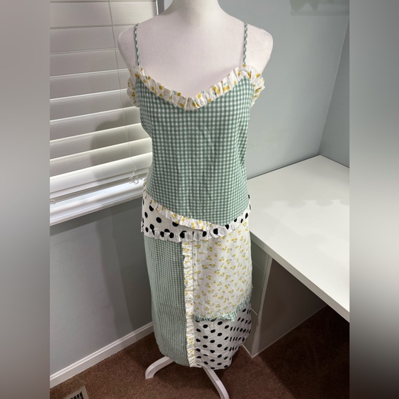 English Factory Green and White Patchwork Maxi Dress - Picture 2 of 8